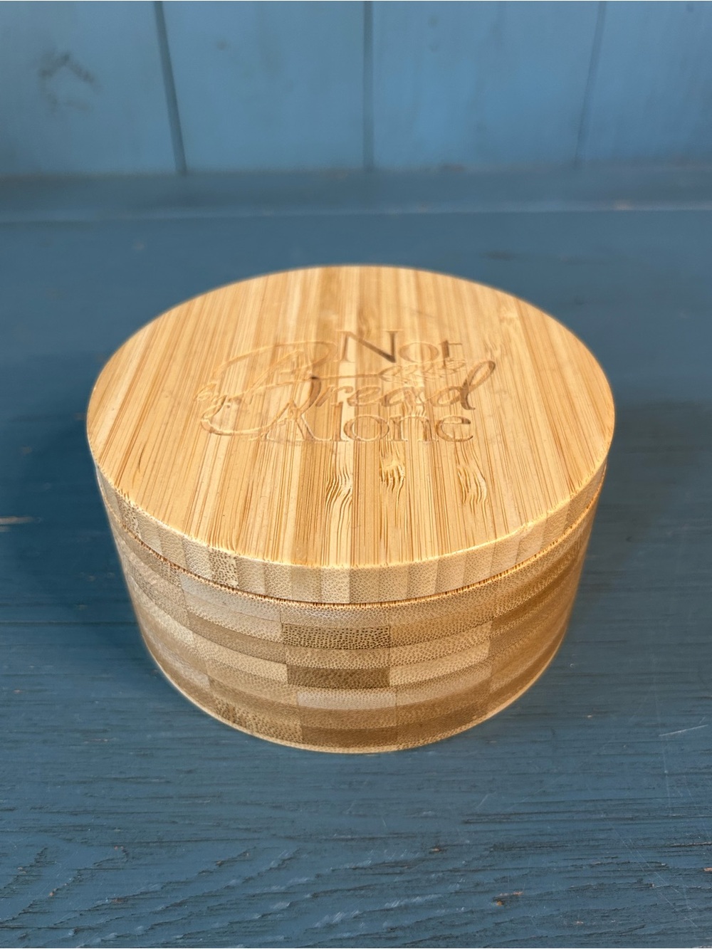 Round Bamboo Salt Box w/Swivel Lid - Natural Wood Tone